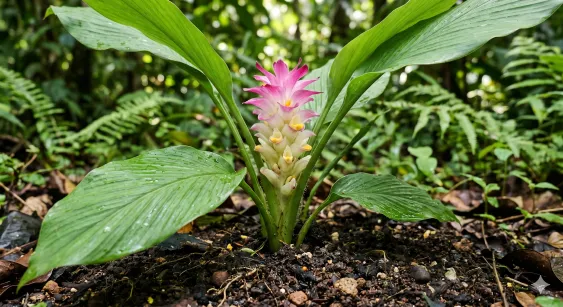Pianta di curcuma in fiore